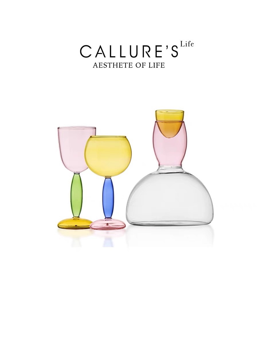 Highball Glass Set - Callure Highball Weingläser Rot-Weiß-Farbkontrast Bordeaux Rotweingläser