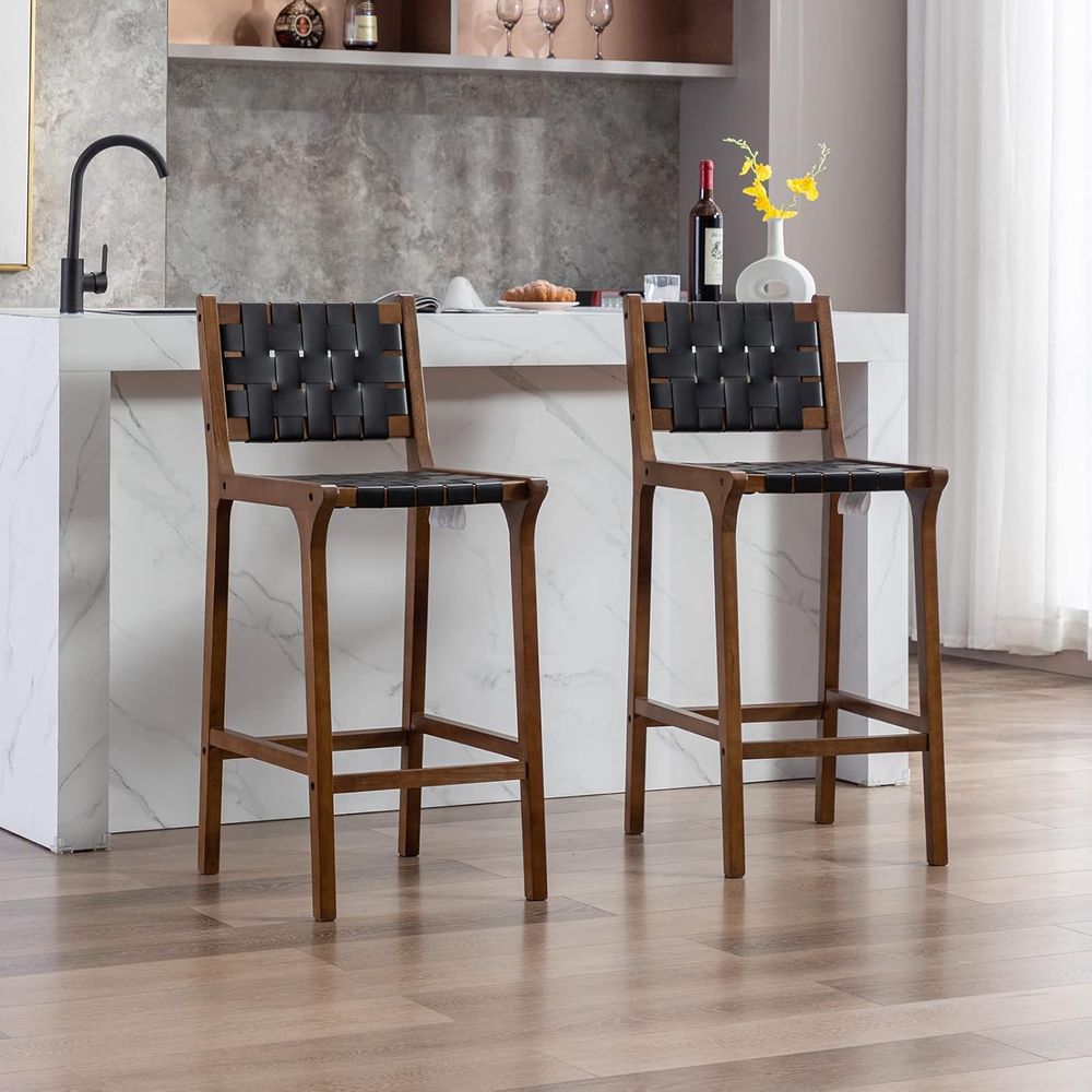 Home Bar Stools - Set aus 2 Holzbarhockern, Sitze mit