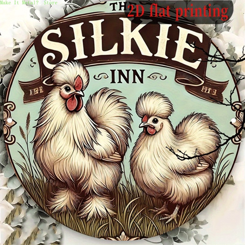 Home Bar And Kitchen - Vintage The Silkie Inn rundes Blechschild,