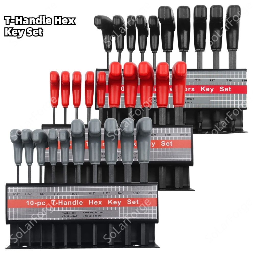 Home Bar Supplies - 10-teiliges metrisches oder Zoll-T-Griff-Inbusschlüssel-Set oder Torx-T-Griff-Inbusschlüssel-Set