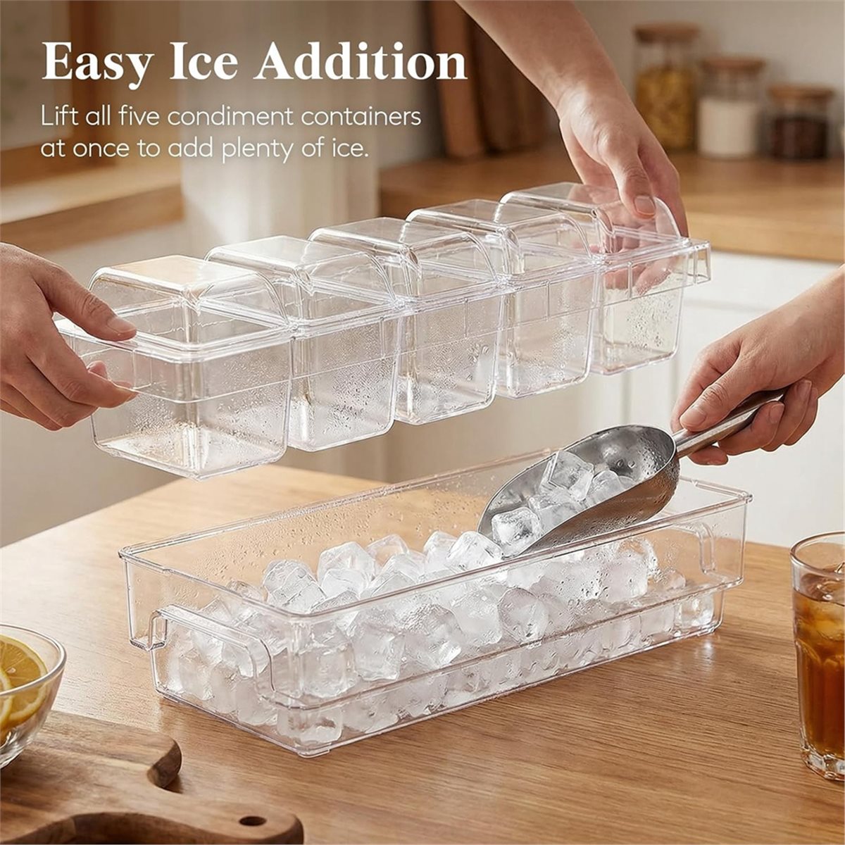 Garnish Tray Set - Gekühlte Gewürzbehälter, Taco-Bar-Servierset für Partys, Eis-Garnierungsplatte