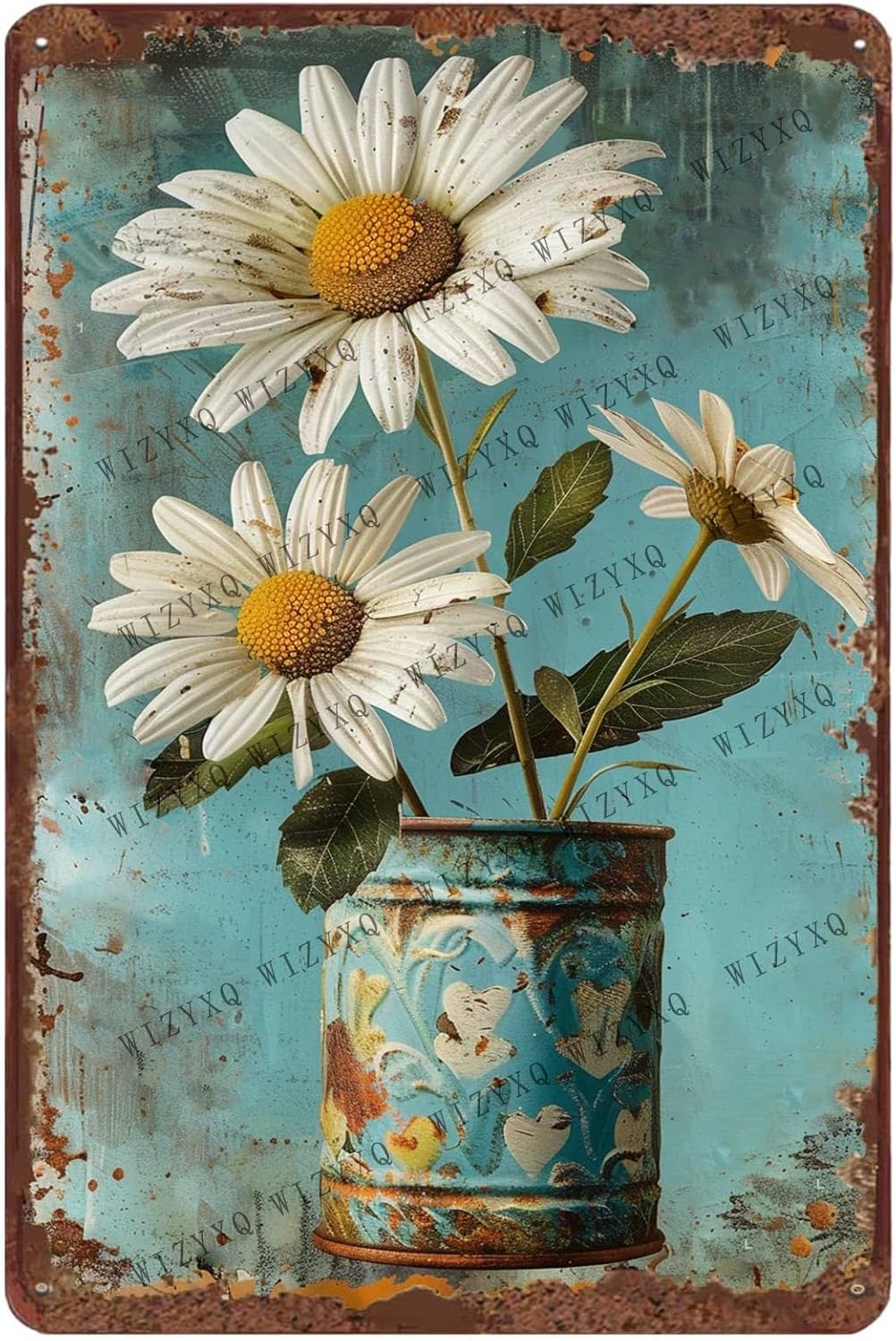 Home Bar And Kitchen - Metallschilder, weiße Gänseblümchen-Blume, Vintage-Blechschild für Zuhause,