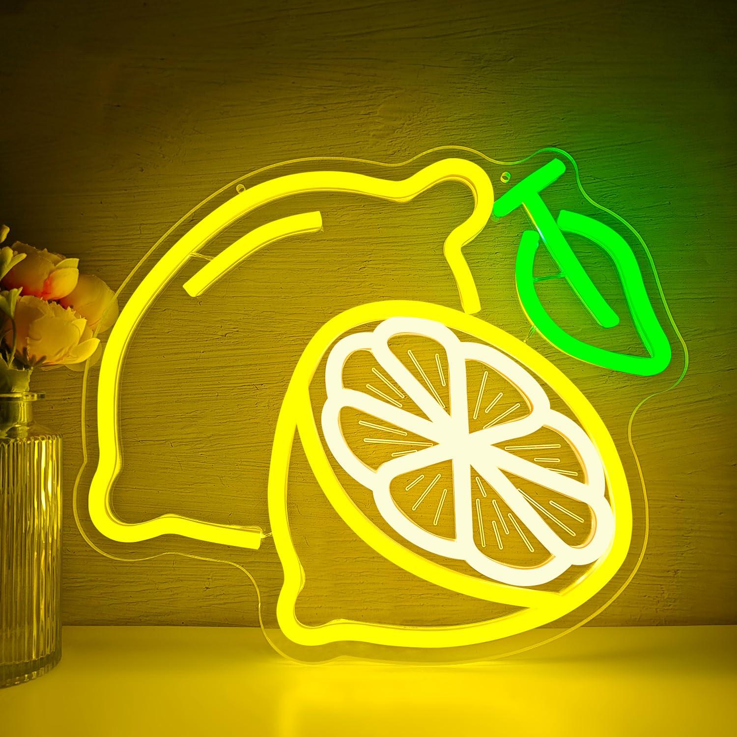 Home Bar And Kitchen - Zitronen-Neon-Schild, dimmbares LED-Leuchtschild für Zuhause, Küche,