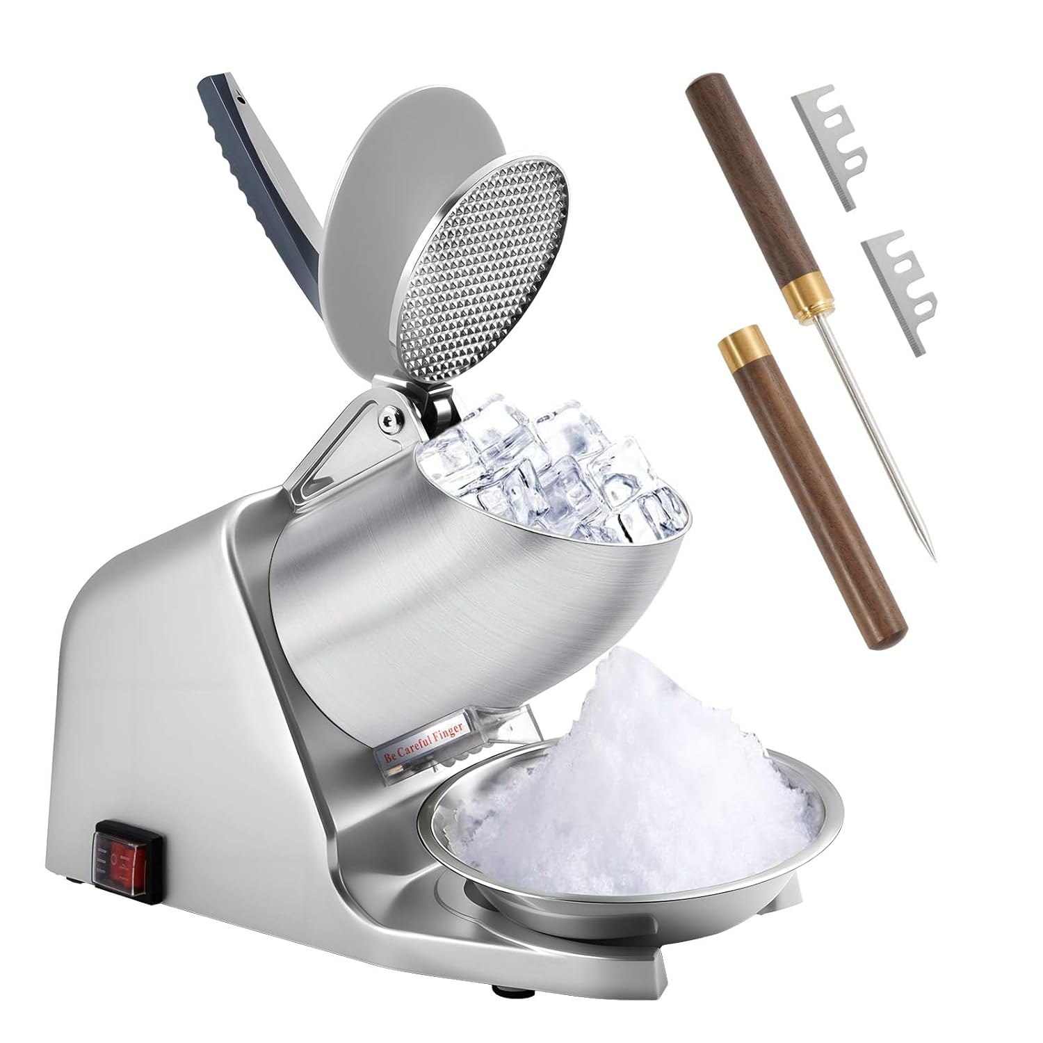 Ice Pick Pick - 186lbs/h Doppelklingen-Eiszerkleinerer, mit zusätzlichen Klingen &
