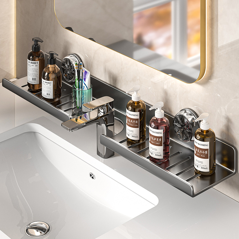 Home Bar Sink - Saugnapf-Spiegelregal für Badezimmer, Wandmontiertes Waschbeckenregal ohne