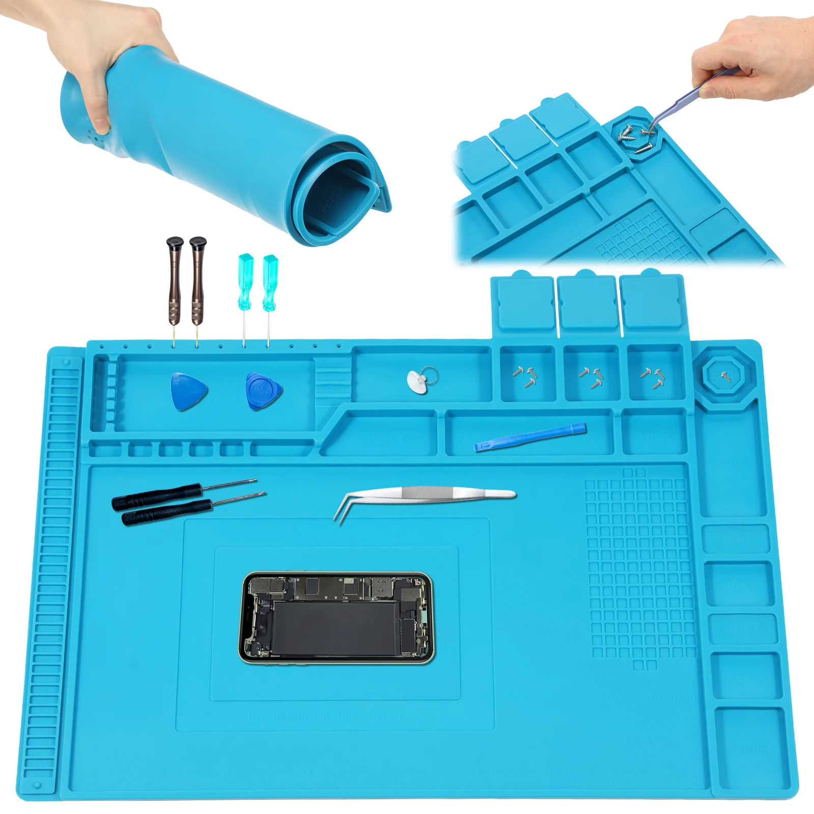 Bar Mat Rubber - 45x30cm Silikon-Lötmatte Hitzebeständige Große Antistatische Magnetische