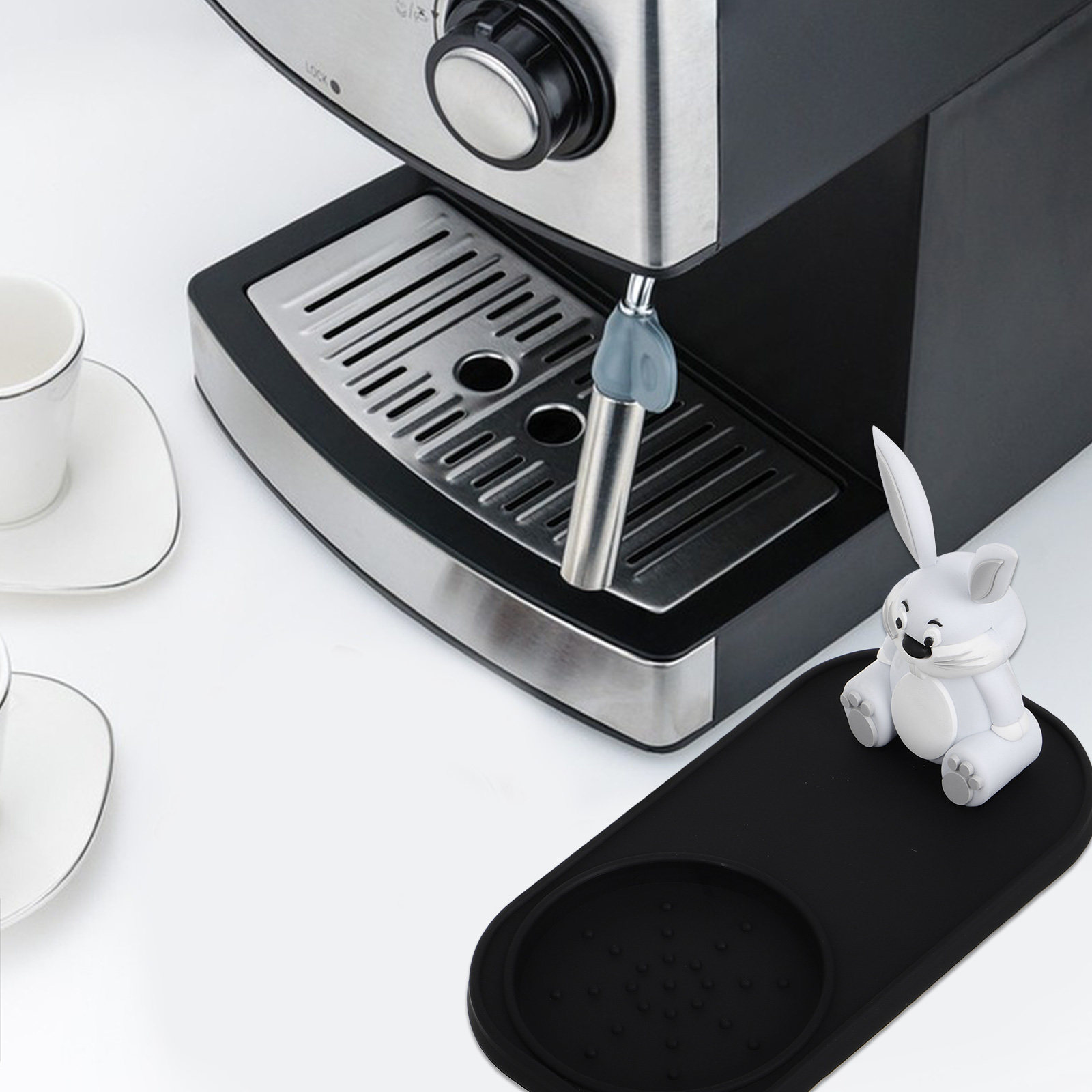 Home Bar And Counter - Hasenmuster Espresso-Tampermatte aus Silikon, Rutschfeste Kaffee-Tamper-Aufbewahrungsmatte