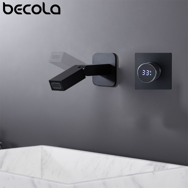 Home Bar Sink - Becola Wandmontierter Digitaler Temperatur-Wasserhahn mit Einhandbedienung