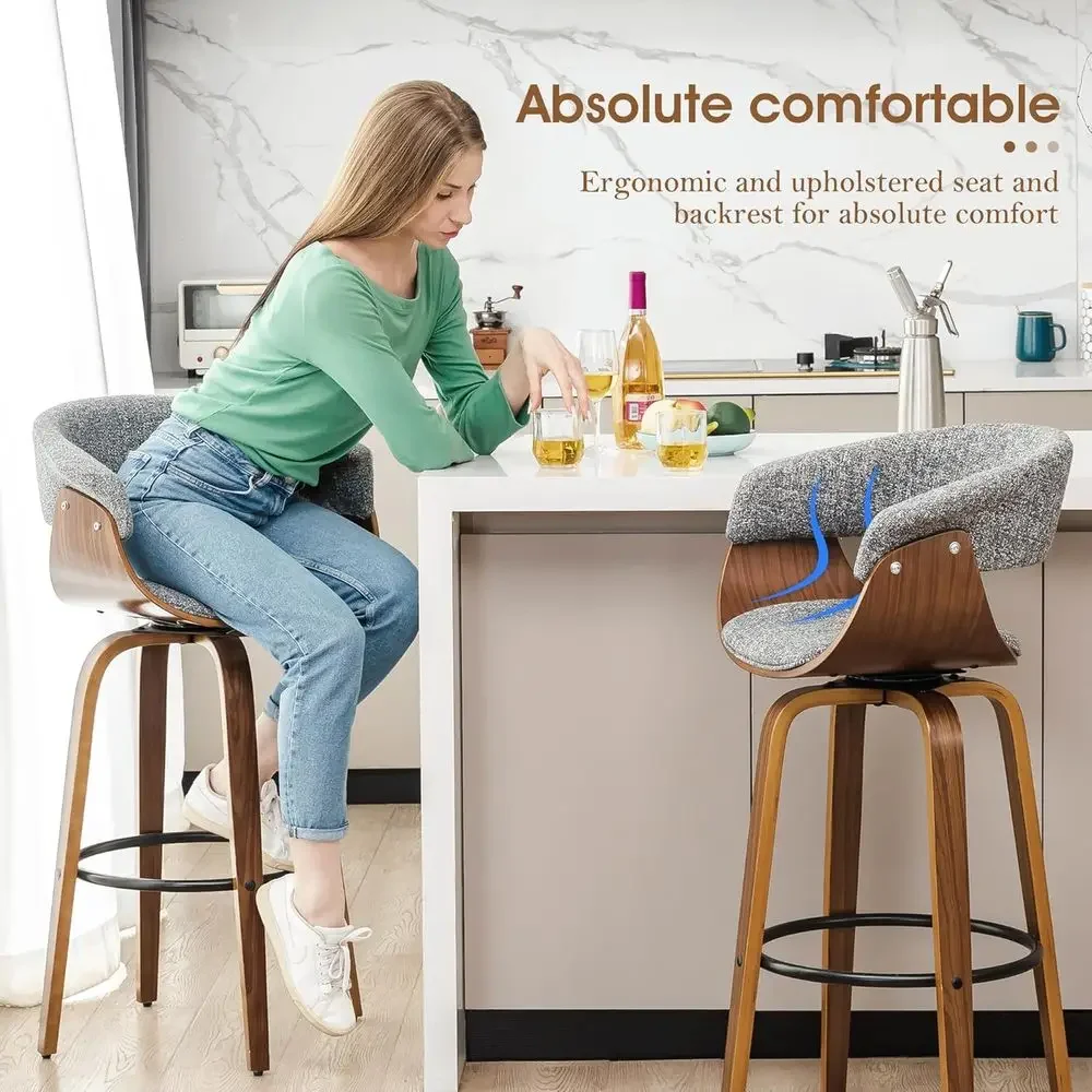 Set aus 2 grauen Stoff-Drehbar – Home Bar Stools Bewertung und Preis