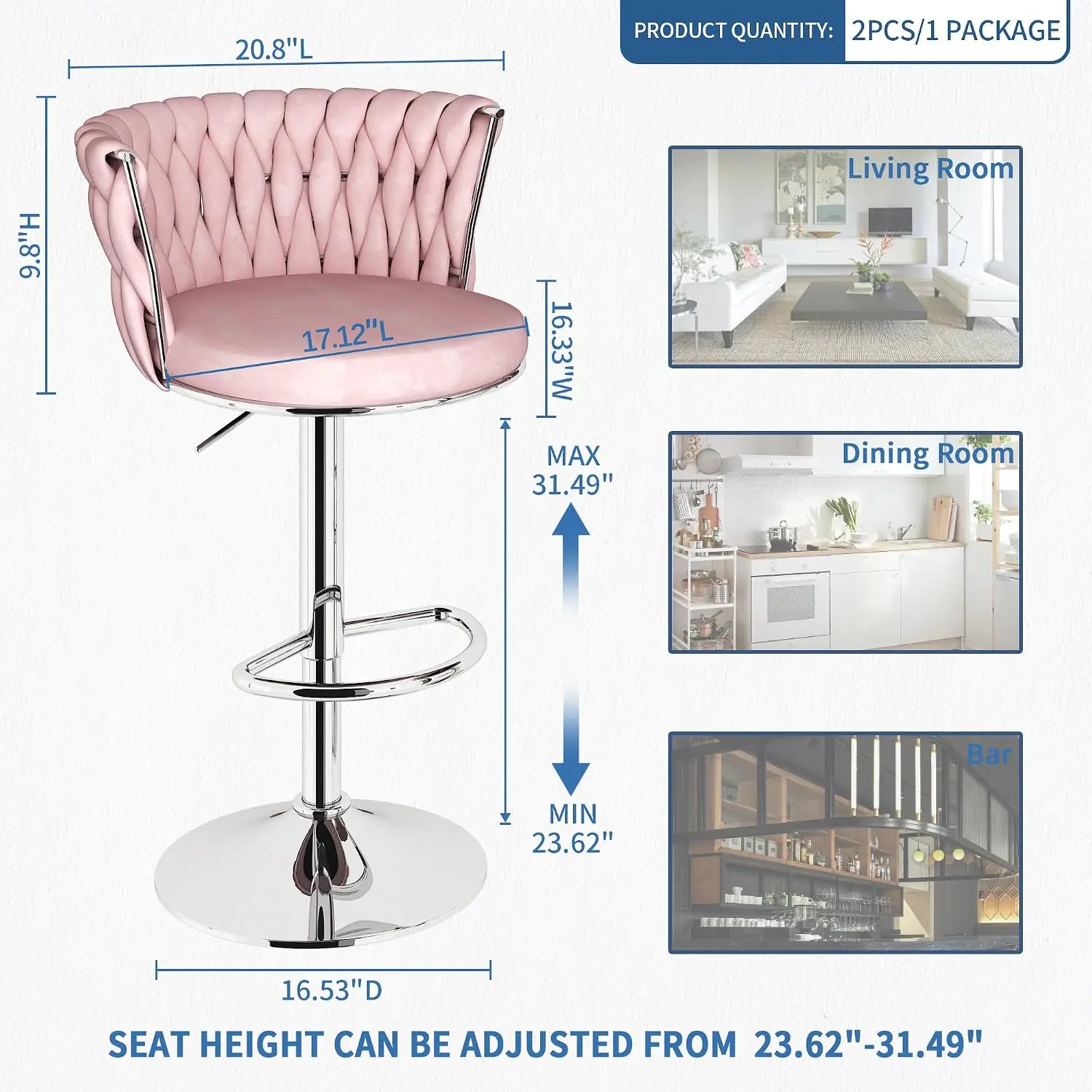 Samt-Barhocker im 2er-Set, dre – Home Bar Stools Bewertung und Preis