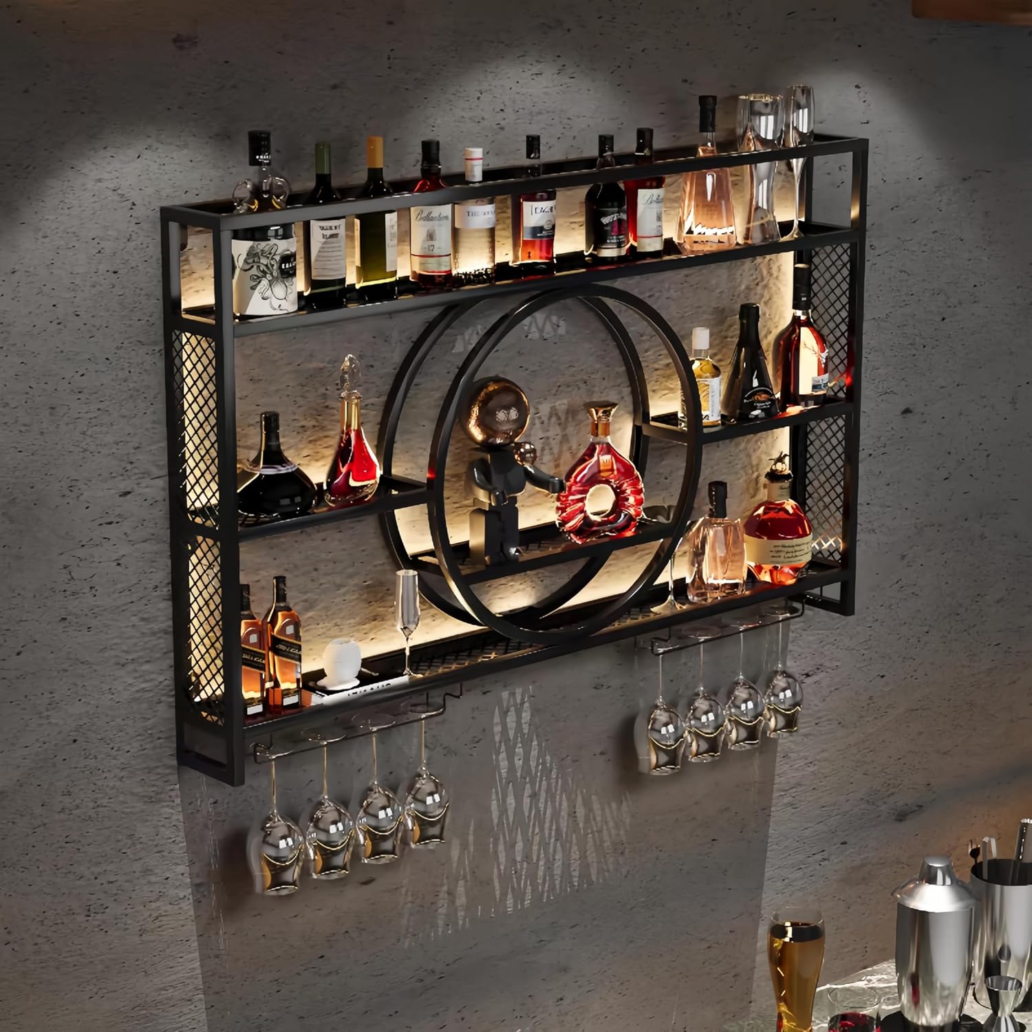 Schwarzes Metall-Wandregal für – Home Bar Shelves Bewertung und Preis